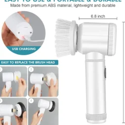 Elektrisk Spinnborste Elektrisk Rengöringsborste Sladdlös Kraftskrubber med 5 Utbytbara Borsthuvuden Handhållen Kraftfull Duschskrubber