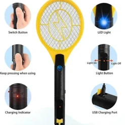 Clearance Elektriskt myggracket (uppladdningsbart USB ), effektiv myggdödare, insektsmättare med mesh, för utomhus och inomhus