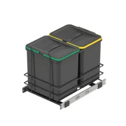 Hot EMUCA Återvinningsbehållare Recycle för kök, 2 x 16 L, fastsättning från botten och manuell uttagning, Grå antracitplast Kolgrå