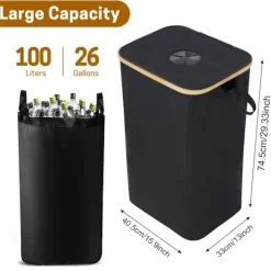 New En hushållssorteringskärl med två löstagbara återanvändbara innerpåsar, 600D Oxford-tyg, för återvinning av flaskor, kartonger och glas - FA- Black