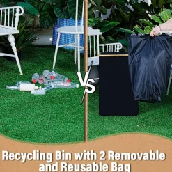 Hot En återvinningskärl för hushåll med två avtagbara återanvändbara innerpåsar, 600D Oxford-tyg, för återvinning av flaskor, kartonger och glas Black