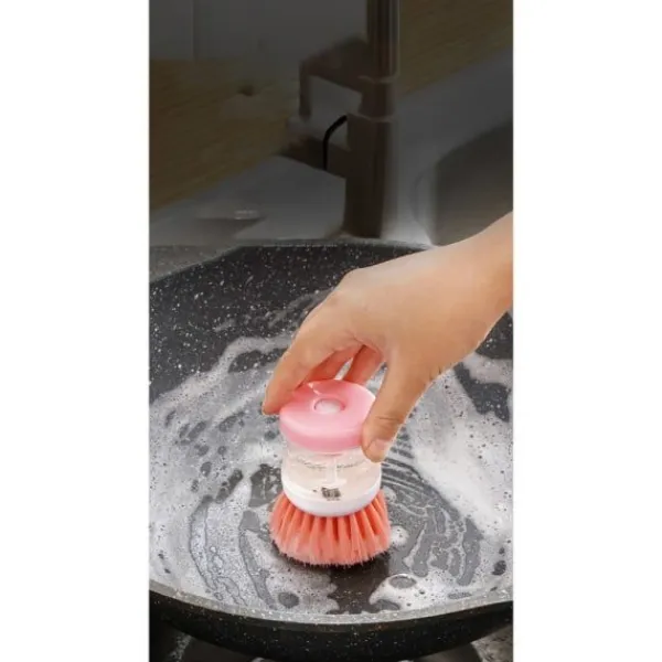 Sale En uppsättning med tre kraftfulla rengöringsborstar med korta borst: praktiska köksredskap