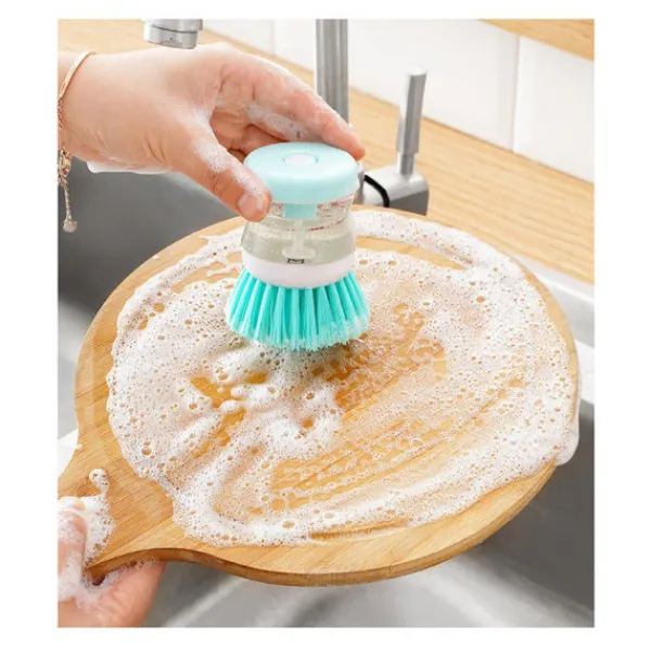 Sale En uppsättning med tre kraftfulla rengöringsborstar med korta borst: praktiska köksredskap