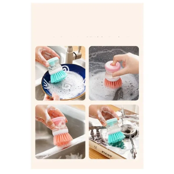 Sale En uppsättning med tre kraftfulla rengöringsborstar med korta borst: praktiska köksredskap