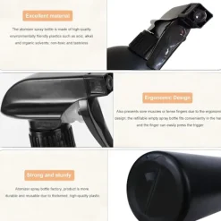 Hot Ergonomisk Design Plast Sprayflaska, Säkert Material Justerbar Fin Dimspruta För Hushållsrengöring, 500ml Kraftig Läcksäker Spruta, Bred