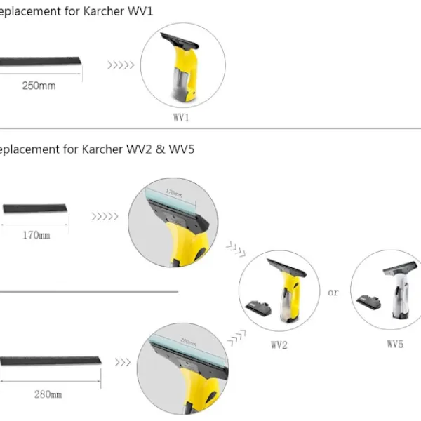Best Ersättningsblad för fönsterrengöring till Window Vac 2 st 280 mm rakelgummi tillbehör reservdel för Karcher WV2 WV5
