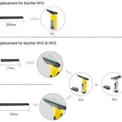 Clearance Ersättningsblad för fönstertvätt för Window Vac 2 st 280mm skrapa gummitillbehör reservdel för Kärcher WV2 WV5