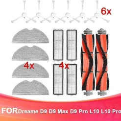 New Ersättningsdelar för Dreame D9, D9 Max, D9 Pro, L10, L10 Pro Dammsugare, Huvudborste, Sidoborste