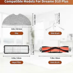 New Ersättningsdelar för Dreame D9, D9 Max, D9 Pro, L10, L10 Pro Dammsugare, Huvudborste, Sidoborste