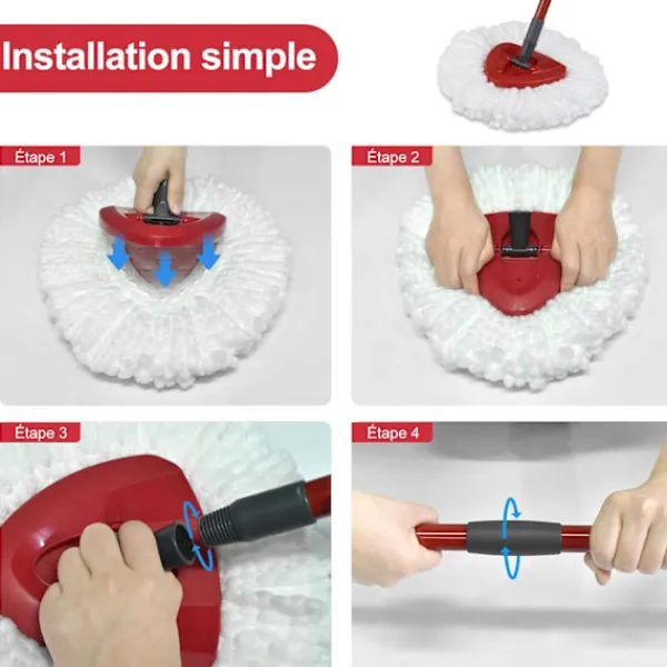 Hot Ersättningsmopphuvud, bas, handtag kompatibelt med Vileda Turbo 3-i-1 mikrofibermopp, triangulär mopphuvudskydd och mopphandtag