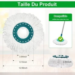 Outlet Generic Ersättningsmopphuvud, kompatibelt med Leifheit Clean Twist Mopp, Ersättningsmopphuvud för moppset
