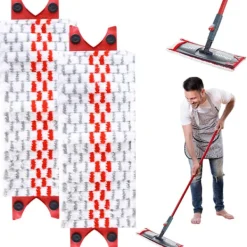 Ersättningsmopphuvuden för Vileda 1-2, Spray Microfiber Moppdynor, 2-pack Mopprefill, Kompatibel med Vileda Ultramax, Röd & Grå