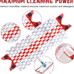 Ersättningsmopphuvuden för Vileda 1-2, Spray Microfiber Moppdynor, 2-pack Mopprefill, Kompatibel med Vileda Ultramax, Röd & Grå