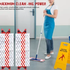 Ersättningsmopphuvuden för Vileda 1-2, Spray Microfiber Moppdynor, 2-pack Mopprefill, Kompatibel med Vileda Ultramax, Röd & Grå