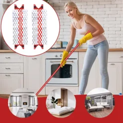 Ersättningsmopphuvuden för Vileda 1-2, Spray Microfiber Moppdynor, 2-pack Mopprefill, Kompatibel med Vileda Ultramax, Röd & Grå