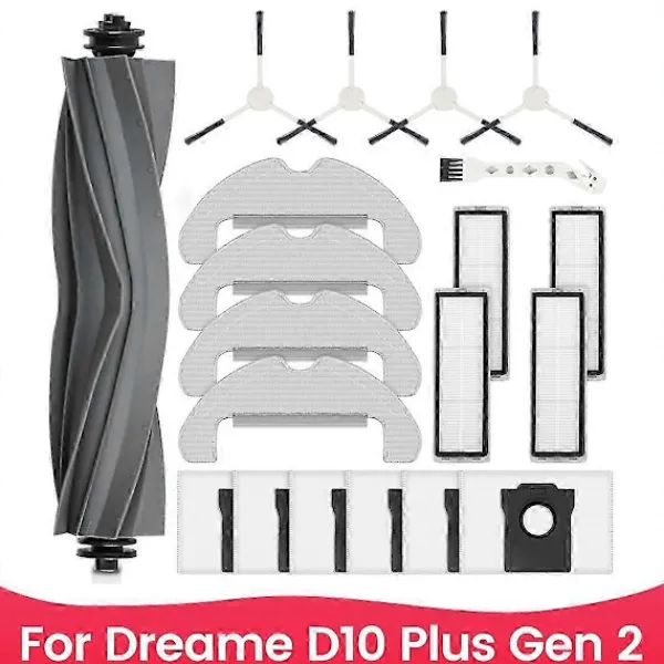 Ersättningstillbehör för Dreame D10 Plus Gen 2 Robotdammsugare Huvudborste Sidoborste Hepa Filter Moppduk