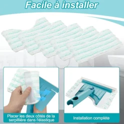 Hot Ersättningsöverdrag för duschmopp badrumsrengörare för Leifheit, mikrofiber ersättningsduk lämplig för rengöring av badrum