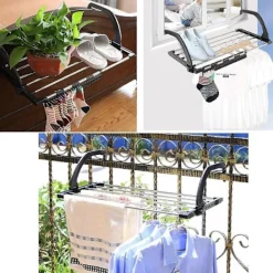 Clearance Express Torkställning, Vikbar Torkställning i Rostfritt Stål för Balkong, Fönsterbräda, Staket, Räcke, 32 * 40cm, Svart