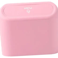 Outlet F Fityle Mini Bil Papperskorg, Skräporganisatör, Biltillbehör, Tryck-Typ Bil Papperskorg med Lock, Bil Papperskorg för Bil, Rosa pink