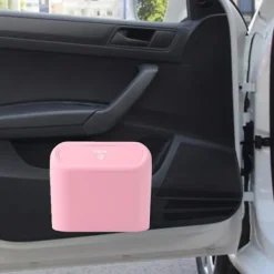 Outlet F Fityle Mini Bil Papperskorg, Skräporganisatör, Biltillbehör, Tryck-Typ Bil Papperskorg med Lock, Bil Papperskorg för Bil, Rosa pink