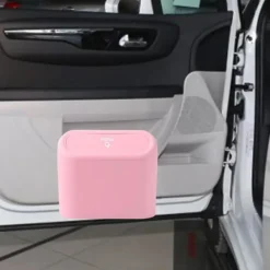 Outlet F Fityle Mini Bil Papperskorg, Skräporganisatör, Biltillbehör, Tryck-Typ Bil Papperskorg med Lock, Bil Papperskorg för Bil, Rosa pink