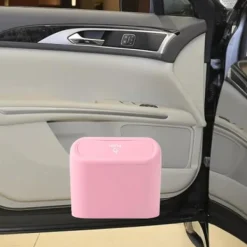 Outlet F Fityle Mini Bil Papperskorg, Skräporganisatör, Biltillbehör, Tryck-Typ Bil Papperskorg med Lock, Bil Papperskorg för Bil, Rosa pink