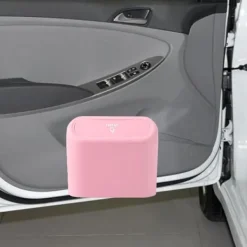 Outlet F Fityle Mini Bil Papperskorg, Skräporganisatör, Biltillbehör, Tryck-Typ Bil Papperskorg med Lock, Bil Papperskorg för Bil, Rosa pink