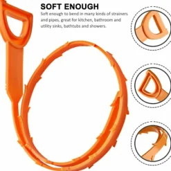 Discount Ferret Unblocker, 8-pack hårrengörare avloppsrensare - Orange