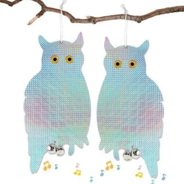 Online Fågelskrämma Duvskrämmor Ljusreflekterande Uggla Form, Set med 2 Anti Duva med Anti Fågel Klocka