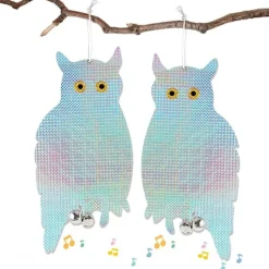 Online Fågelskrämma Duvskrämmor Ljusreflekterande Uggla Form, Set med 2 Anti Duva med Anti Fågel Klocka