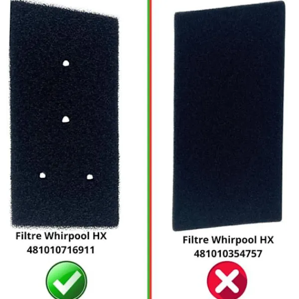Outlet PHONILLICO Filter - Whirlpool - 481010716911 - Pack of 2 - Compatible with Tumble Dryer - Black