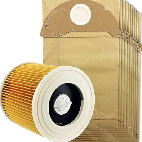 Sale Filter och 10 dammsugarpåsar för Karcher Wet&dry Wd2 dammsugare