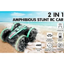 Best EURL Fjärrkontroll Amfibie 4WD Vattentät Stunt Terrängbil för Barn 2.4GHz Fjärrkontroll 360° Roterande Fjärrkontrollbil Vatten