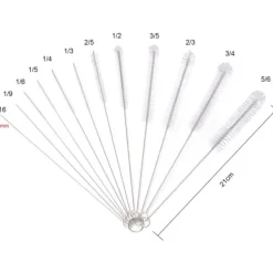 Best Flaskborste, 12 st Långa flaskrengöringsborstar, rörborste, vattenkokarborste, sugrörsborste, nylon (vit)