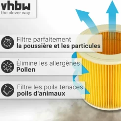 Discount FlkwoH vhbw Patronfilter kompatibel med Kärcher NT 27/1 ME Professional, NT 48/1 TE Professional våt- eller torrdammsugare - Plisserat filter