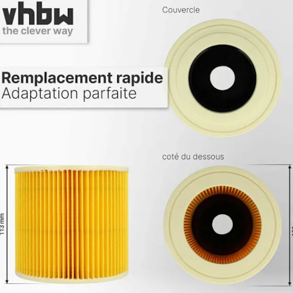 Discount FlkwoH vhbw Patronfilter kompatibel med Kärcher NT 27/1 ME Professional, NT 48/1 TE Professional våt- eller torrdammsugare - Plisserat filter