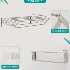 Discount Fällbar klädtork väggmonterad klädstång infällbar handdukshållare badrumshandduksställ utdragbar klädtork inomhus