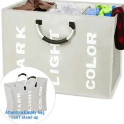 Online Fällbara tvättkorgar (80L, 60x32x49cm), 3 fack med ringhandtag