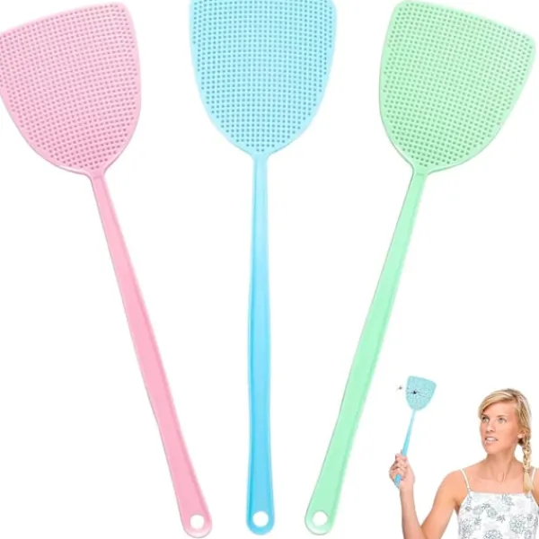 Online Flugfångare, 3 st plastflugfångare, manuell flugfångare för att avvisa flugor, myggor, insekter (blå, grön, rosa)