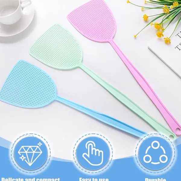 Online Flugfångare, 3 st plastflugfångare, manuell flugfångare för att avvisa flugor, myggor, insekter (blå, grön, rosa)