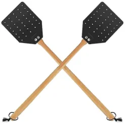 Hot Flugsmälla i läder för inomhus-/utomhusbruk, hållbar flugsmälla med trähandtag, 50 cm lång, 2-pack