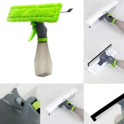 Outlet Fönsterputsare, 3 i 1 Mikrofiberduk och Duschskrapa med Sprayflaska, Fönstertvättutrustning, Glasrengöringsverktyg