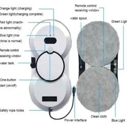 Best Fönsterputsningsrobot, Automatisk vattenspray Fönsterputsrobot 2800Pa Stark sugkraft Smart fönsterputsare, Fjärrkontroll Fönsterputsrobot