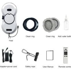 Best Fönsterputsningsrobot, Automatisk vattenspray Fönsterputsrobot 2800Pa Stark sugkraft Smart fönsterputsare, Fjärrkontroll Fönsterputsrobot