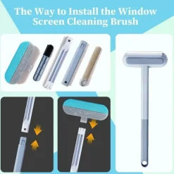 Outlet Fönsterrengörare med förlängningsbart handtag, 4-i-1 fönsterputsare med teleskophandtag, professionell fönsterrengöring