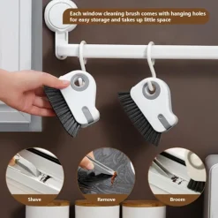 Clearance Fönsterrengöringsborste Spår - 2 i 1 Multifunktionellt Handrengöringsverktyg för Fönsterdörrar och Hörn för Kök Badrum Dörrrengöringsverktyg S