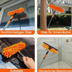 Outlet Fönsterskrapa 2-i-1 med teleskopskaft 4,5 m – Fönsterrengöring för höga fönster, bil, dusch, inomhus & utomhus, blå blue