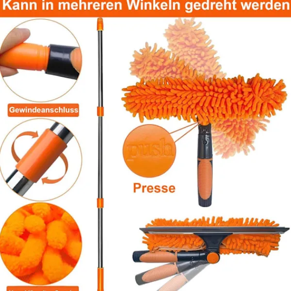 Best Fönsterskrapa 2-i-1 med teleskopskaft 4,5 m – Fönsterrengöring för höga fönster, bil, dusch, inomhus & utomhus, blå blue