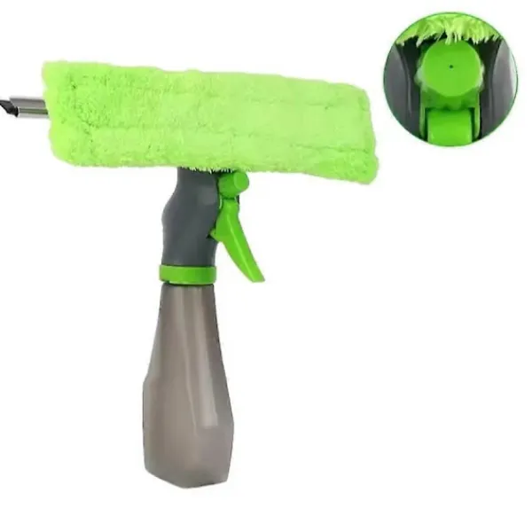 New Fönsterskrapa med Maskintvättbar Mikrofiberduk & Skrapa för Speglar/Kakel/Duschväggar/Glasrengöring - Qin