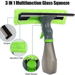 New Fönsterskrapa med Maskintvättbar Mikrofiberduk & Skrapa för Speglar/Kakel/Duschväggar/Glasrengöring - Qin